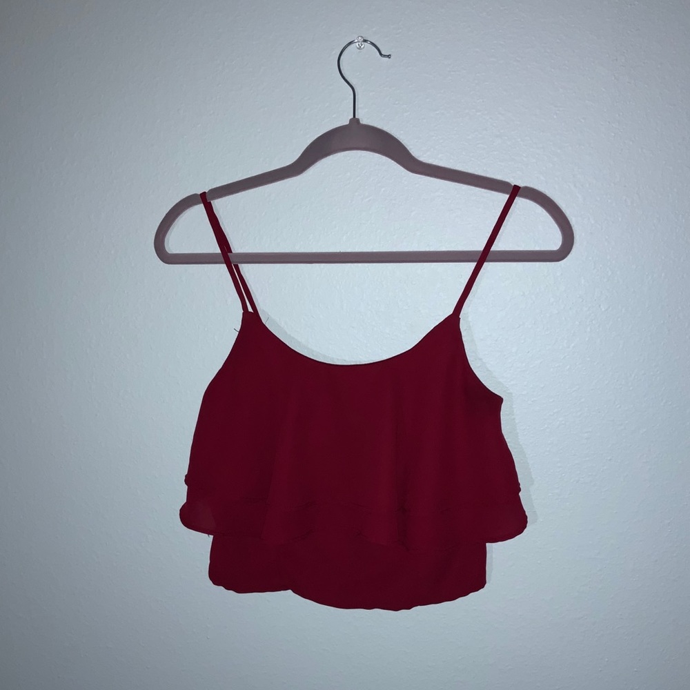 Charlotte Russe flowy red crop top